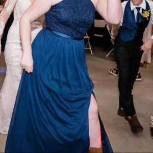 Navy blue halter dress